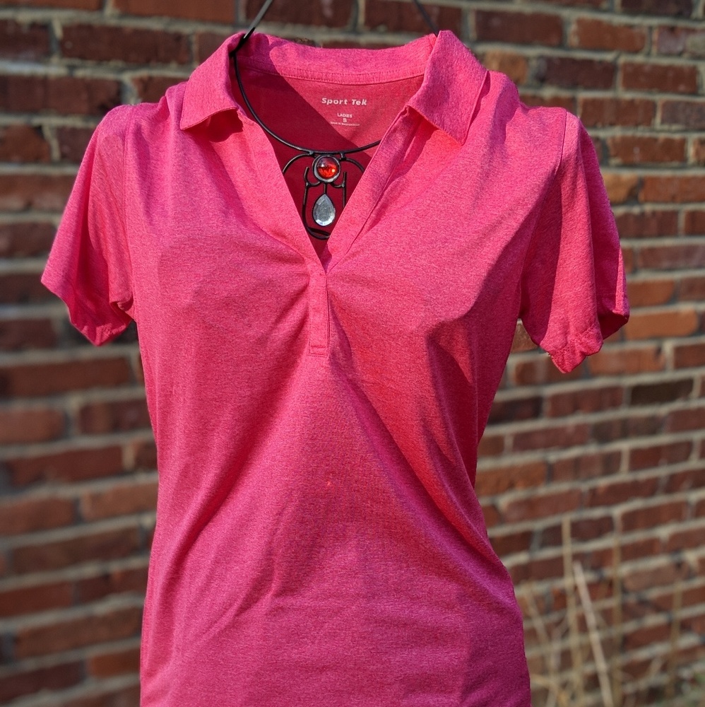 NWOT Women's Pink Heathered Golf Polo